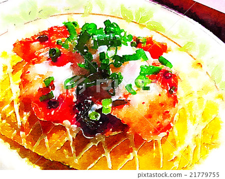 Vividly fine hand gauge watercolor interior view white background: protein rice 21779755