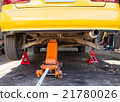 Car with a jack to lift the rear wheel for brake. 21780026