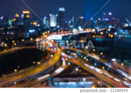 Abstract blurred bokeh lights, city elevated road Abstract blurred bokeh lights, city elevated road 21780974