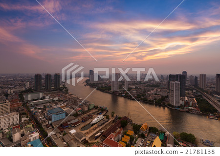 Sunset over Bangkok main river Sunset over Bangkok main river 21781138