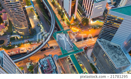 Aerial view city road interchanged  21781295