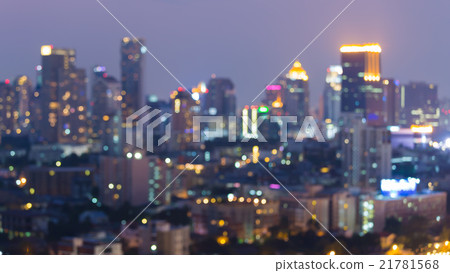 Blurred bokeh light city business downtown night v 21781568