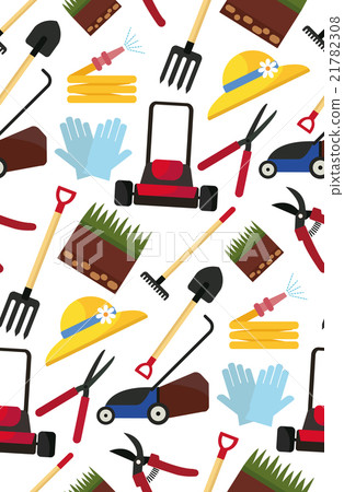 Vector seamless pattern with gardening tools - Stock Illustration ...