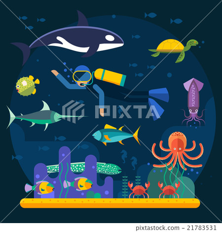 Underwater background coral garden with glossy 21783531