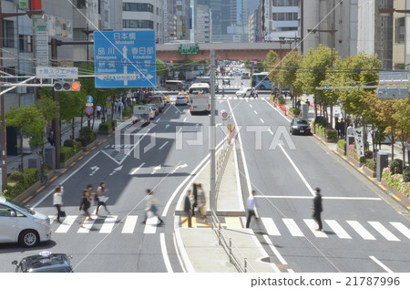 東京風景區從Kodenma鎮向Nihonbashi-照片素材（圖片） [21787996