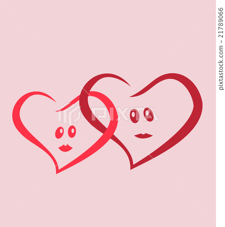 two love hearts together pink style 21789066