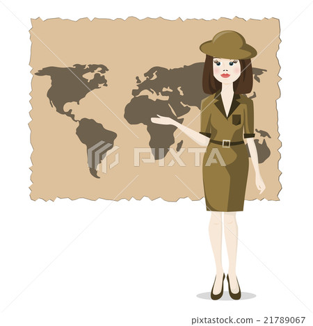 Woman presents the geography of travel 21789067