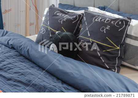 modern bedroom with black pillows on bed modern bedroom with black pillows on bed 21789871
