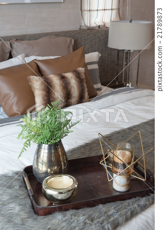 wooden tray of plant in modern bedroom wooden tray of plant in modern bedroom 21789873