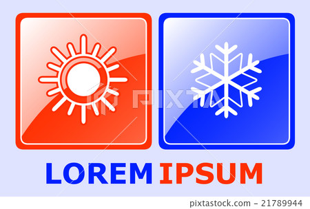 sun and snowflake on button 21789944