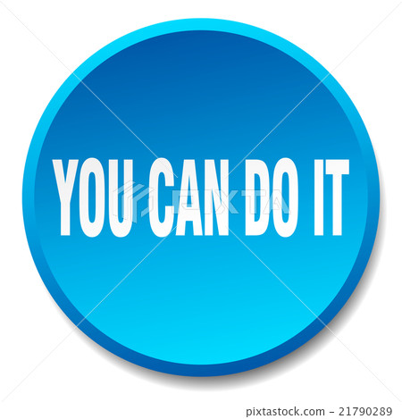 you can do it blue round flat isolated push button 21790289