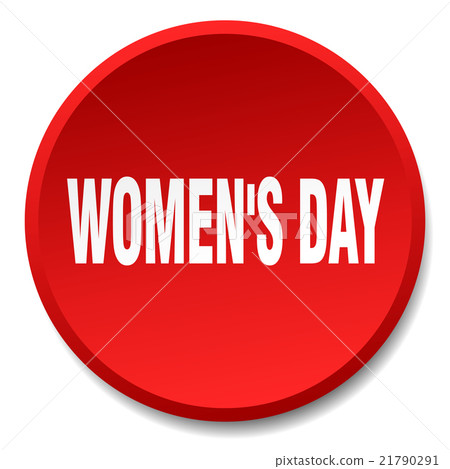 women's day red round flat isolated push button 21790291