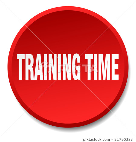training time red round flat isolated push button 21790382
