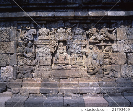 Borobudur ruins No. 1 corridor relief Borobudur ruins No. 1 corridor relief 21793409