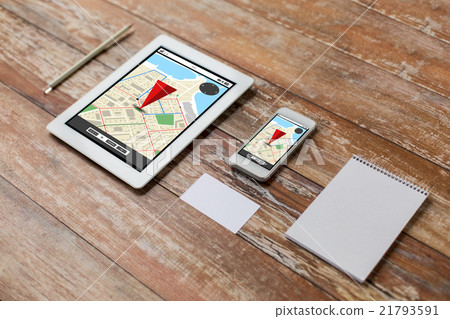 close up of notebook, tablet pc and smartphone 21793591