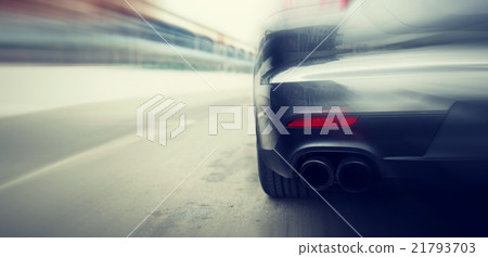 close up of car riding on highway from back 21793703