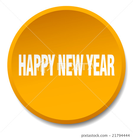 happy new year orange round flat isolated button - Stock Illustration ...