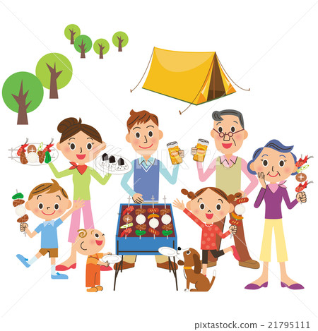 Three generations family to camp 21795111