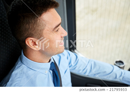 close up of happy bus driver or businessman close up of happy bus driver or businessman 21795933