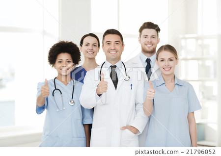 group of happy doctors at hospital group of happy doctors at hospital 21796052