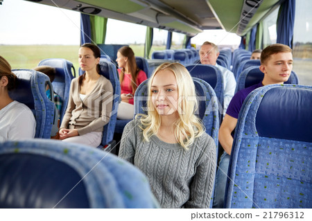 group of passengers or tourists in travel bus group of passengers or tourists in travel bus 21796312