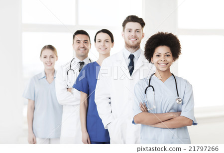 group of happy doctors at hospital group of happy doctors at hospital 21797266