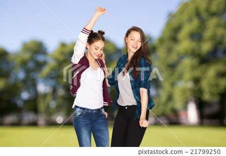 happy smiling pretty teenage girls dancing happy smiling pretty teenage girls dancing 21799250