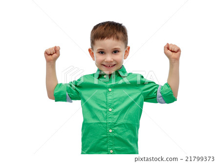 happy smiling little boy with raised hand happy smiling little boy with raised hand 21799373