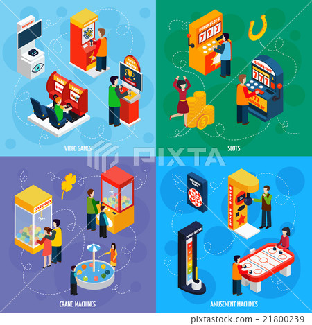 Game Machines 4 Isometric Icons Square 21800239