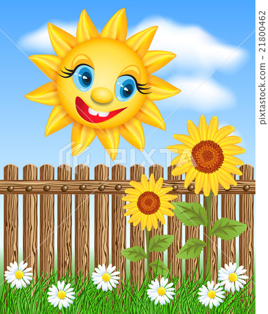 Smiling sun and sunflowers Smiling sun and sunflowers 21800462