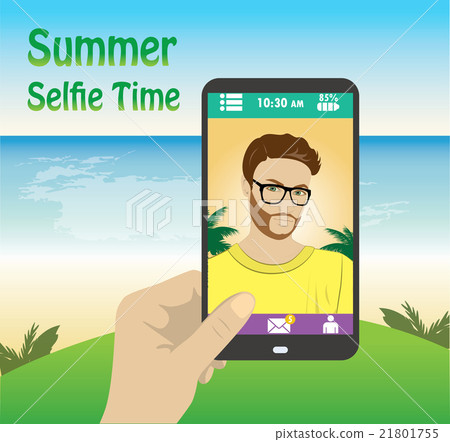 flat character taking selfie by mobile phone flat character taking selfie by mobile phone 21801755