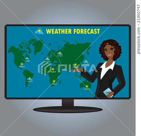 illustration of a TV weather reporter at work. illustration of a TV weather reporter at work. 21802747