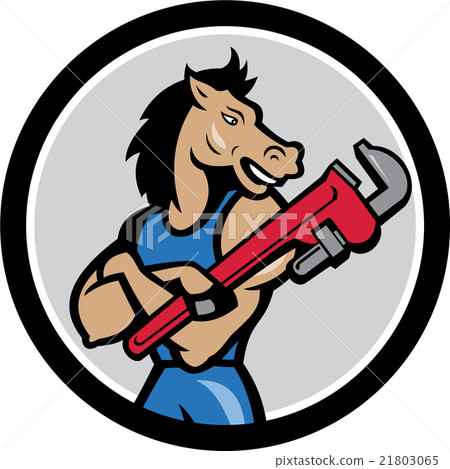 Horse Plumber Monkey Wrench Circle Cartoon 21803065