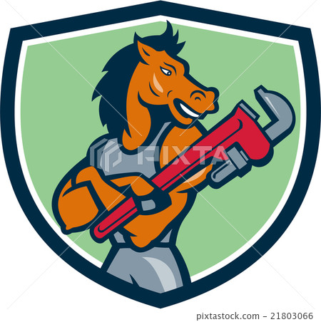 Horse Plumber Monkey Wrench Crest Cartoon Horse Plumber Monkey Wrench Crest Cartoon 21803066