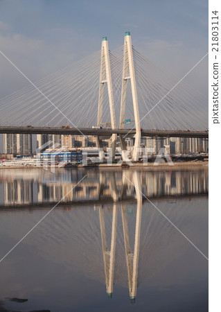 Pylon cable-stayed bridge reflection Pylon cable-stayed bridge reflection 21803114