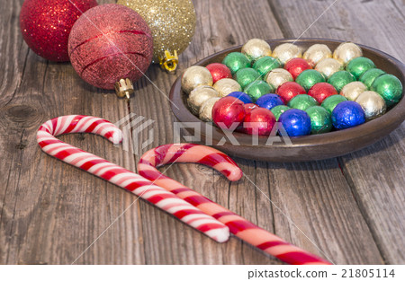 Christmas candy cane and globes 21805114