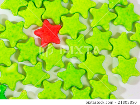 Red and green Star candies on white background Red and green Star candies on white background 21805850