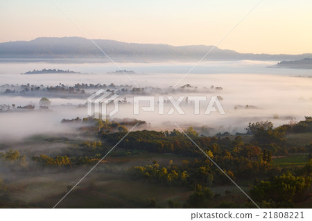 Misty morning sunrise in Khao Takhian Ngo Misty morning sunrise in Khao Takhian Ngo 21808221