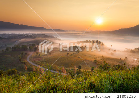 Misty morning sunrise in Khao Takhian Ngo Misty morning sunrise in Khao Takhian Ngo 21808259