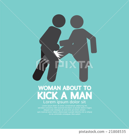 Woman Kick A Man Symbol. 21808535