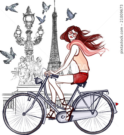 woman on Alexander III bridge in Paris 21809673