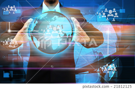 businessman hand holding  world Social Network  21812125