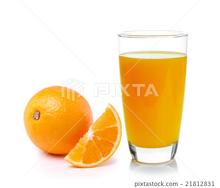 Fresh orange and glass with juice Fresh orange and glass with juice 21812831