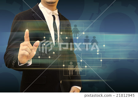 Businessman holding social network Businessman holding social network 21812945