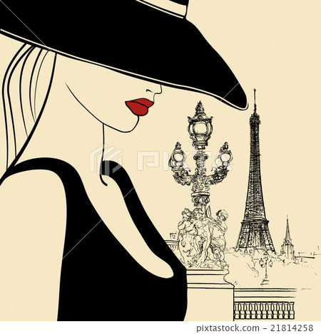 woman on Alexander III bridge in Paris 21814258