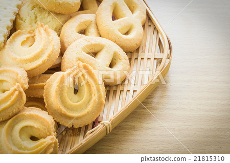 Cookies in bamboo bowl Cookies in bamboo bowl 21815310