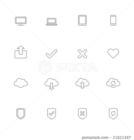 gray line simple web icon set - Stock Illustration [21821397] - PIXTA