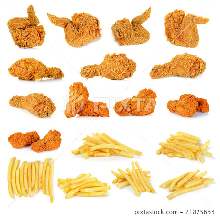 Fried chicken isolated on the white background 21825633