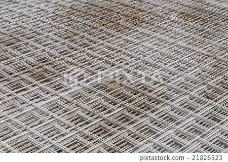Stacked rebar grids at the construction site 21826523