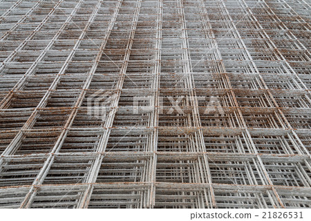 Stacked rebar grids at the construction site 21826531
